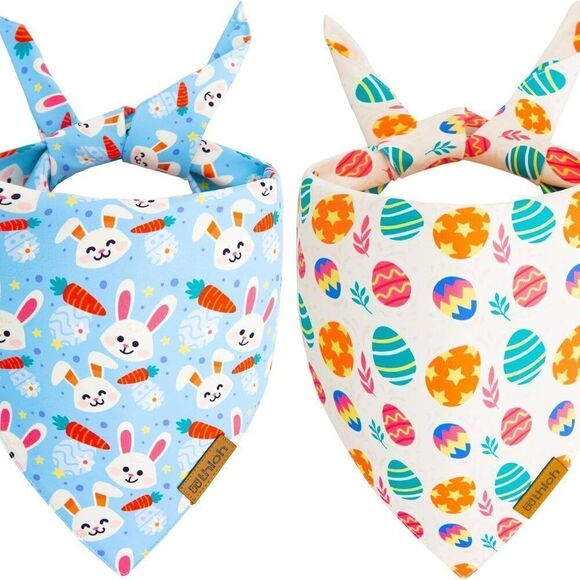 Dog Bandanas 2 Pack Reversible Pet Scarf Spring Easter Sz L up to 19" neck - Picture 6 of 7